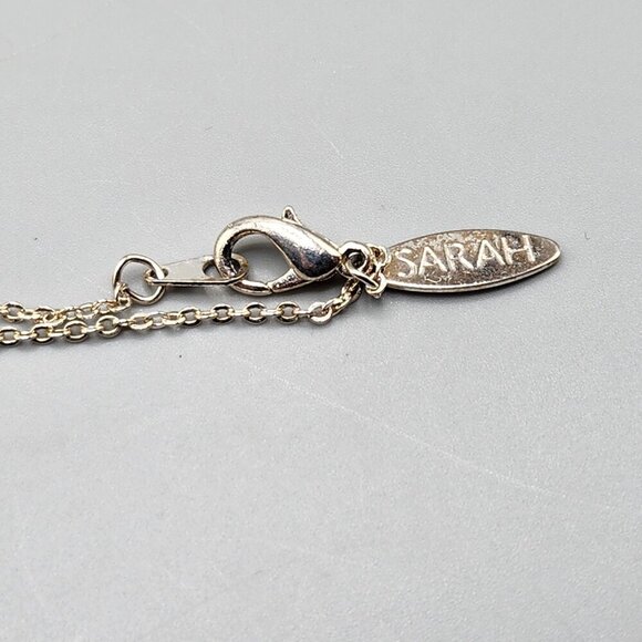 SARAH Blue Pointed Oval Necklace Earrings Set Silver Tone - Picture 10 of 14